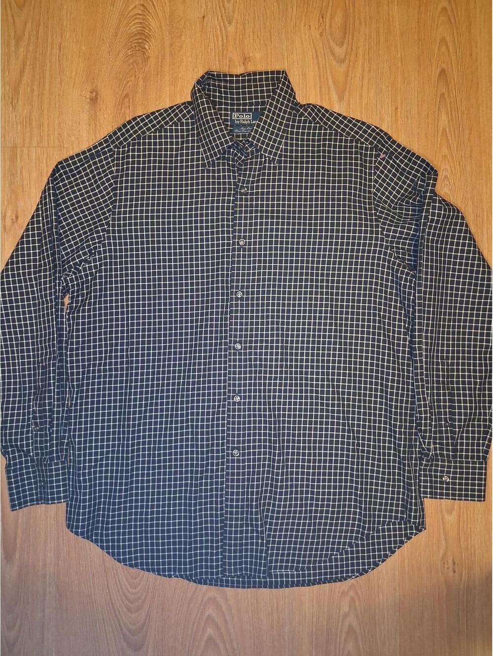 VINTAGE Polo Ralph Lauren Shirt Large Black Windowpane